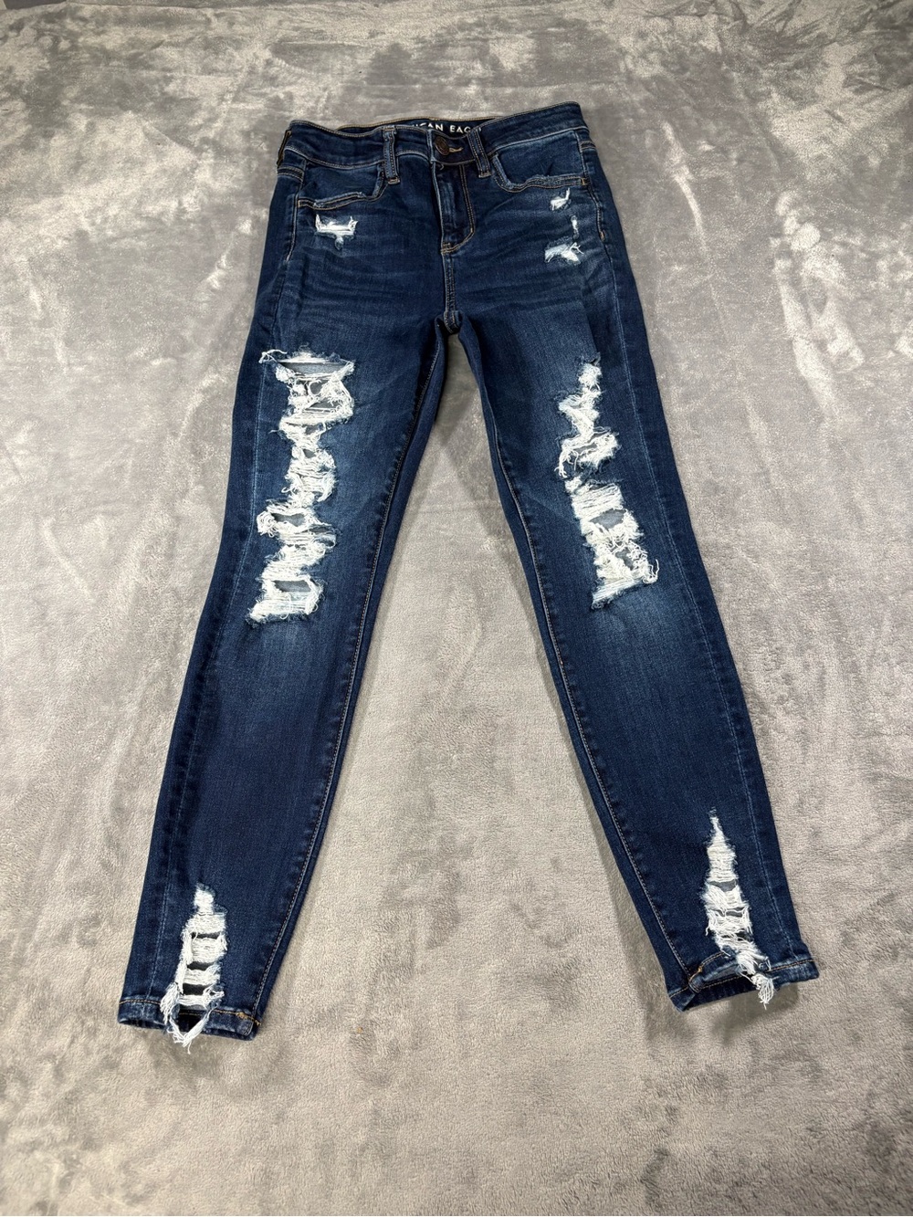 American Eagle Outfitters Dark Blue Ripped Skinny Jeans